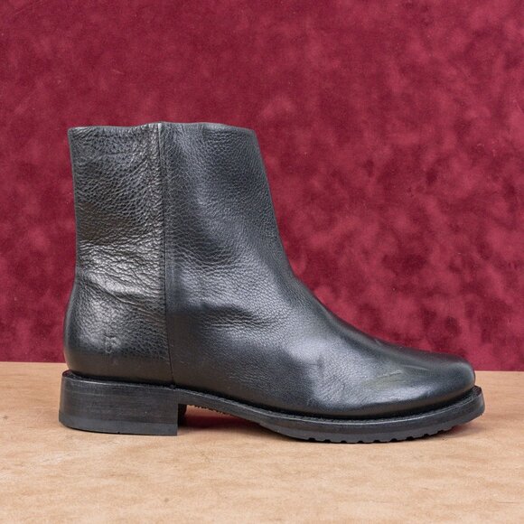 Frye Women Veronica Inside Zip Moto Biker Black Ankle Leather Lug Boots size 11 - Picture 4 of 8